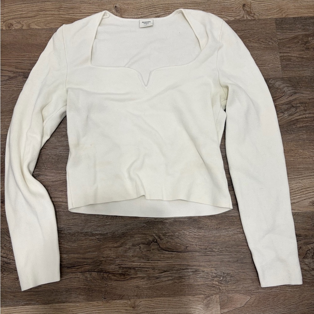 Abercrombie & Fitch Cream Long Sleeve Top